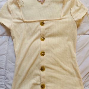Cream button down short sleeve